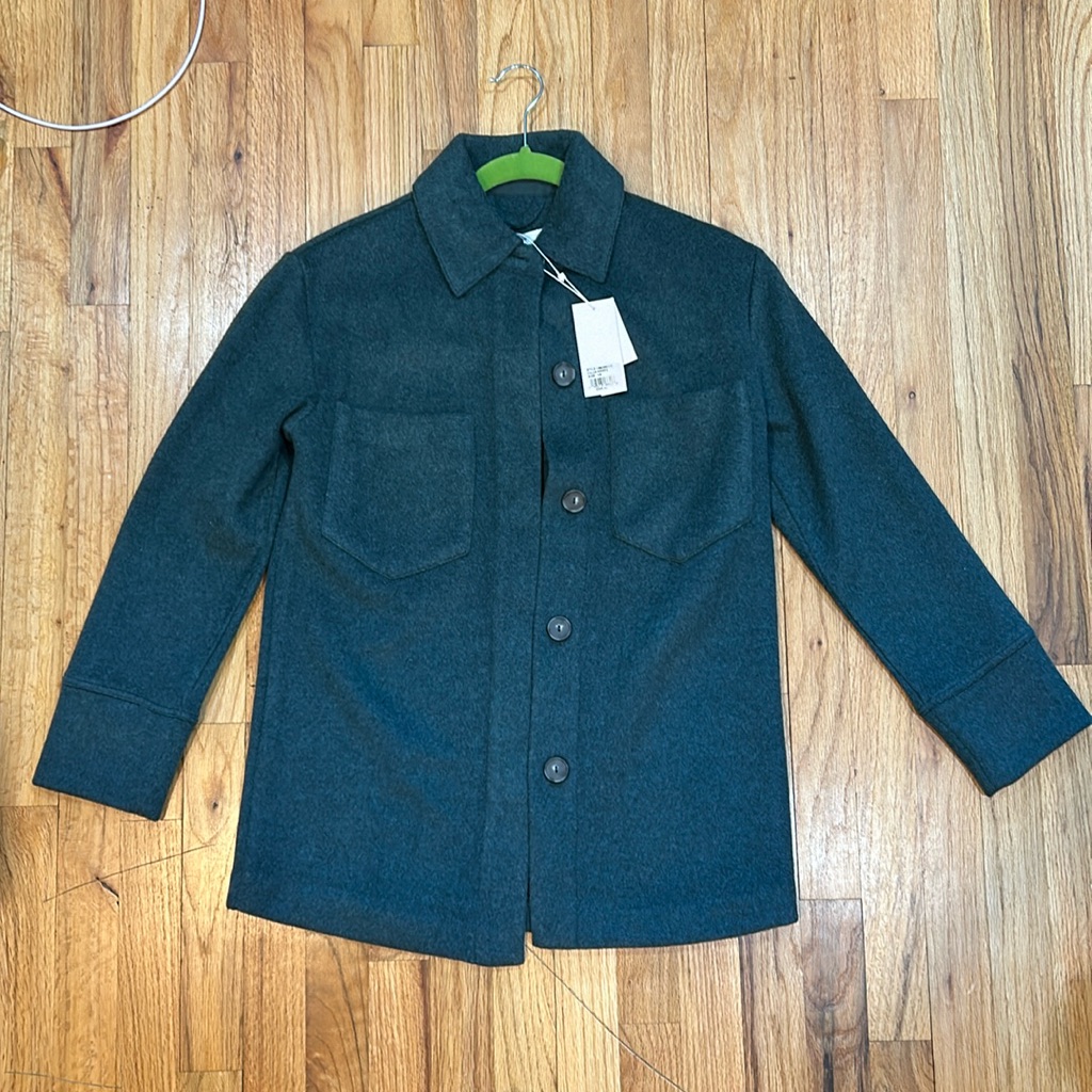 Nwt Vince Women Green Wool Oversize Cotton Blend Shirt Jacket Sea Quartz Size Xs